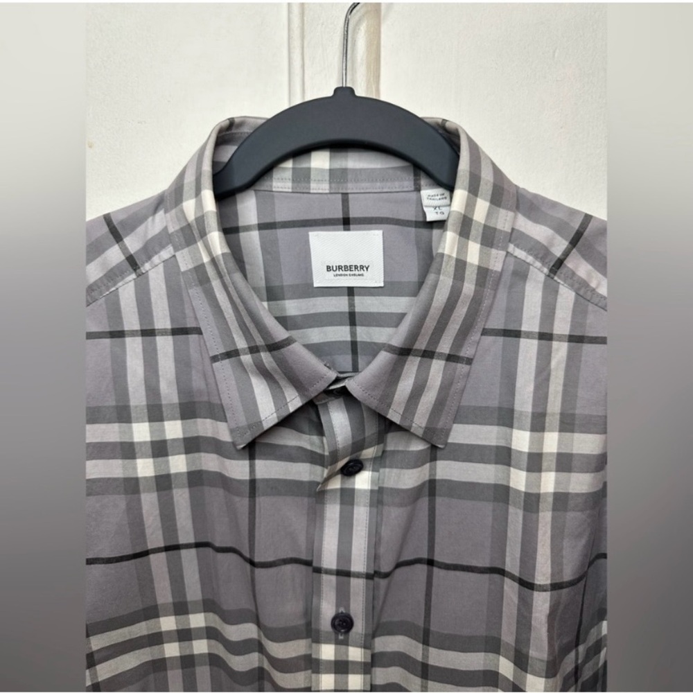 Burberry Plaid Gray Shirt XL